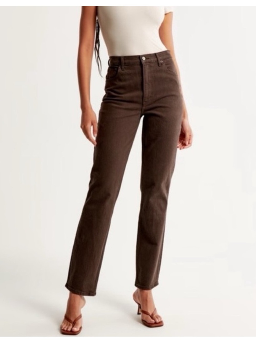Abercrombie & Fitch the 90s Straight Ultra High Rise Jeans in Deep Mocha Brown